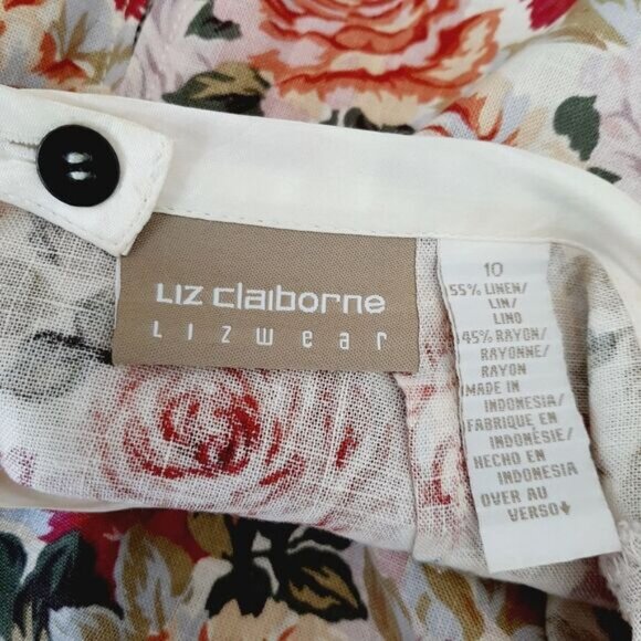 LIZ CLAIBORNE Linen Blend Floral A-Line Mini Skirt Colorful  Sz 10 - Picture 13 of 16